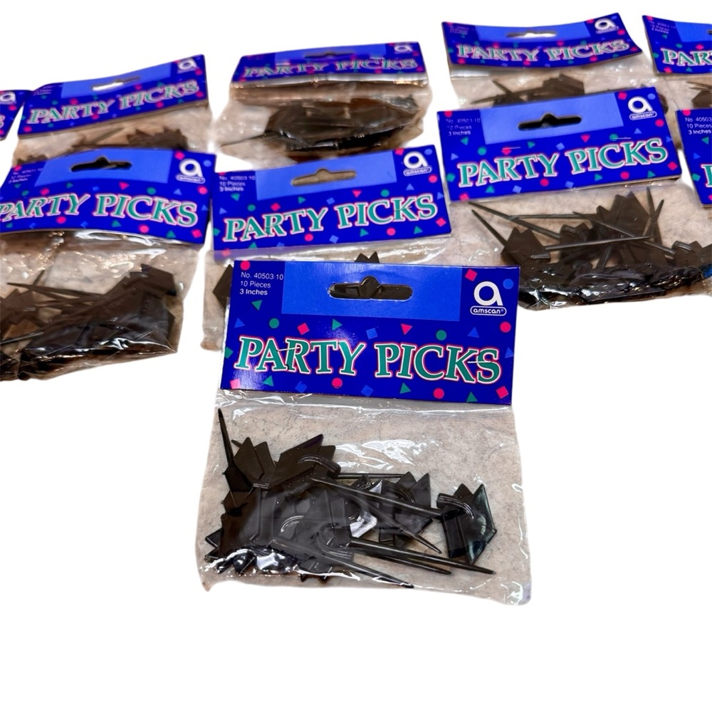 NWT Party Picks Lot of 11 Black Plastic Graduation Cap Cupcake Toppers Picks